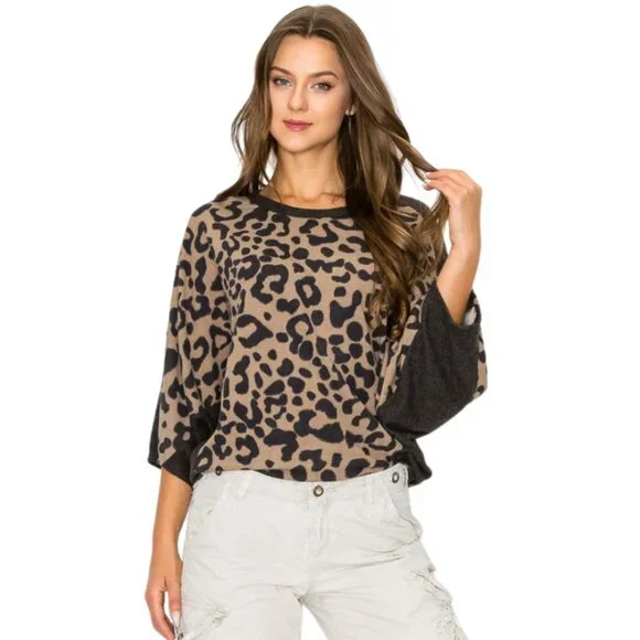 Animal Print Dolman Top - Picture 1 of 4